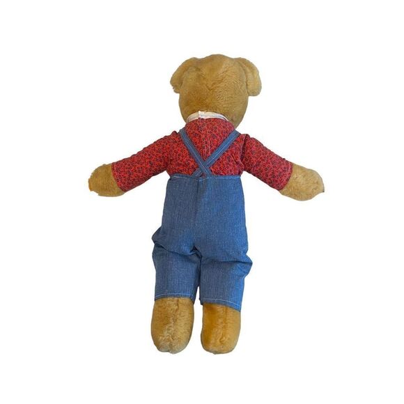 Alresford Crafts LTD Honey bear soft plush stuffed toy 19” red shirt overalls - Picture 2 of 13